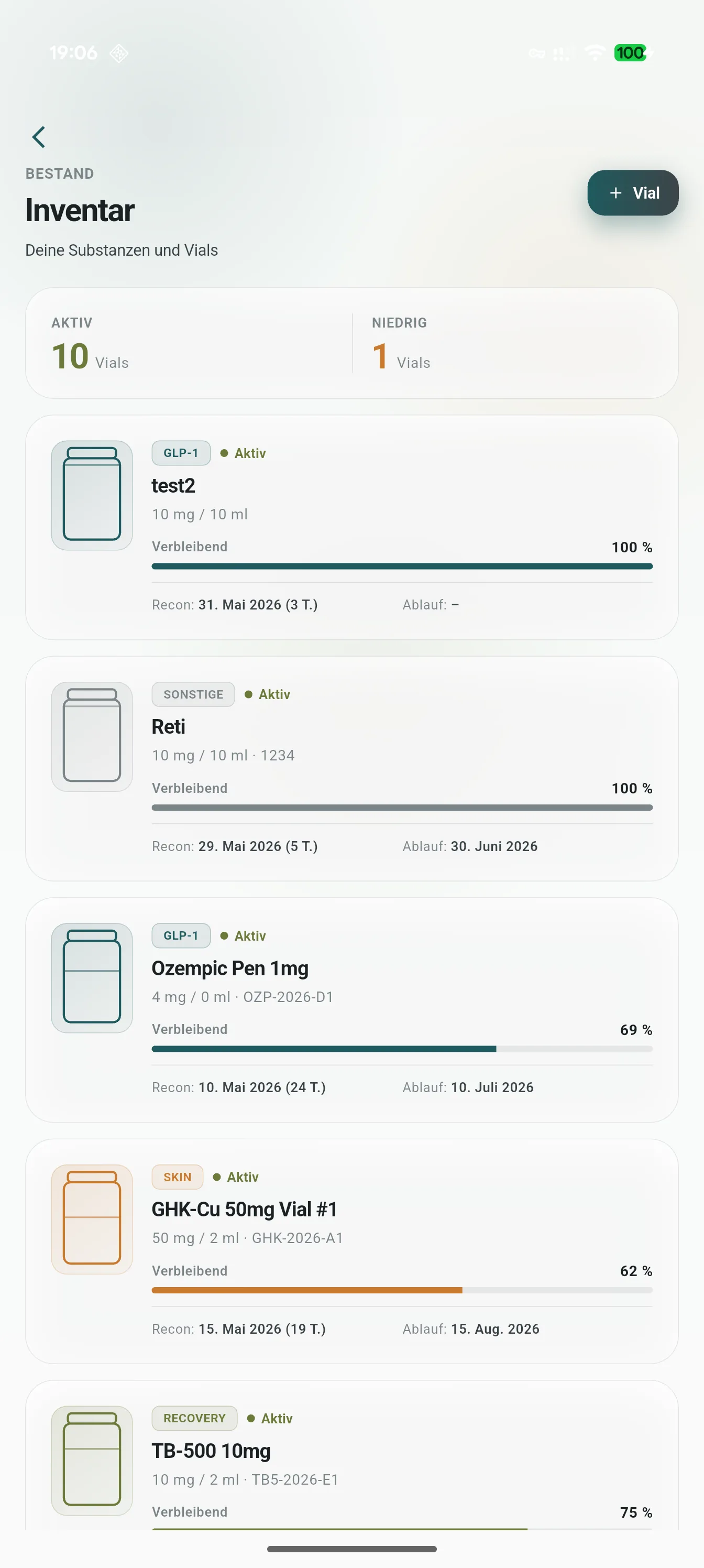 Peptide-Tracker Übersicht